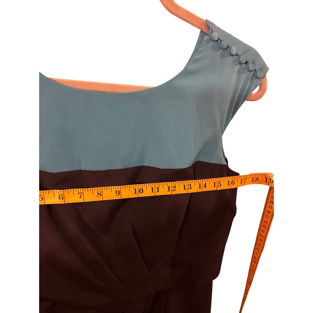 Jessica Simpson Colorblock Sheath‎ Dress Teal Blue Navy Pleated Waist Size 4 - Picture 4 of 7